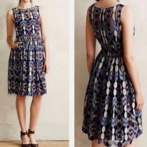 Anthropologie Blue and White Midi Dress